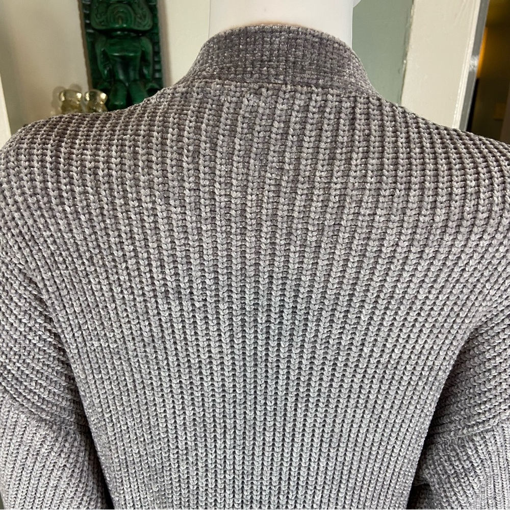 LBLC the Label Heather Light Gray Sherry Cardigan Chenille Sweater XS Duster - Picture 9 of 13